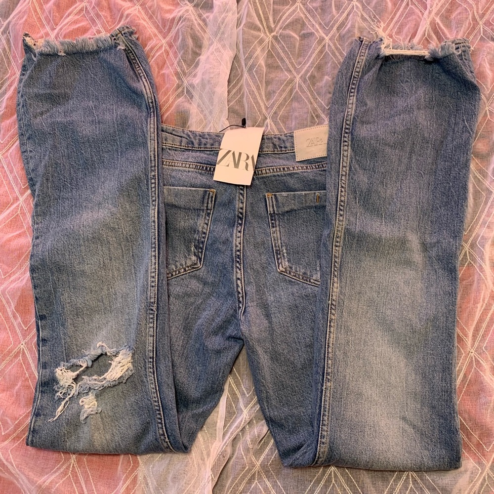 Zara Ripped Wide Leg Jeans - Picture 5 of 12